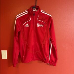 Adidas Red Women's Husker Jacket with White Stripes